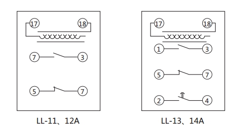 LL-12A繼電器內(nèi)部接線 LL-12A繼電器內(nèi)部接線