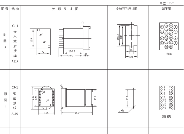 DD-1/50接地繼電器外形及開孔尺寸1 DD-1/50接地繼電器外形及開孔尺寸1
