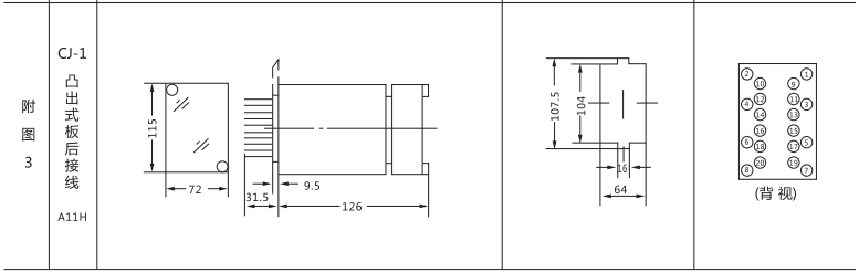 ZJC-2靜態沖擊繼電器外形及開孔尺寸圖2 ZJC-2靜態沖擊繼電器外形及開孔尺寸圖2