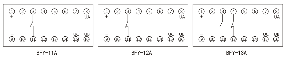 BFY-11A負序電壓繼電器內部接線及外引接線圖