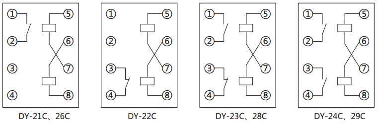 DY-23C、D電壓繼電器內部接線圖