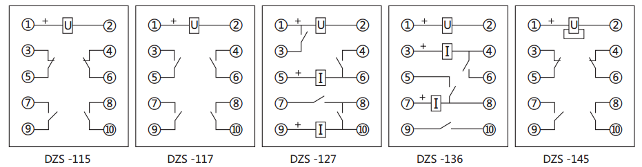 DZS-136延時中間繼電器內部接線圖及外引接線圖
