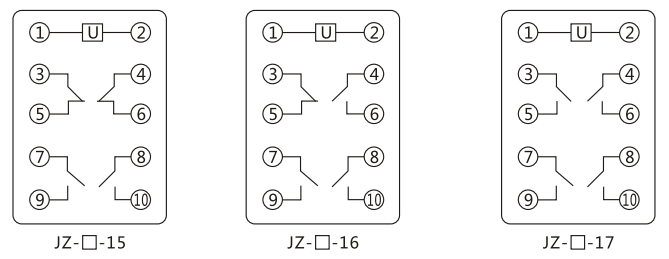 JZY（J)-407靜態(tài)中間繼電器內(nèi)部接線圖及外引接線圖