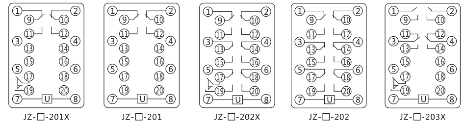 JZY（J)-407靜態(tài)中間繼電器內(nèi)部接線圖及外引接線圖