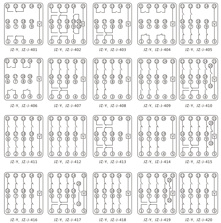 JZY（J)-407靜態(tài)中間繼電器內(nèi)部接線圖及外引接線圖