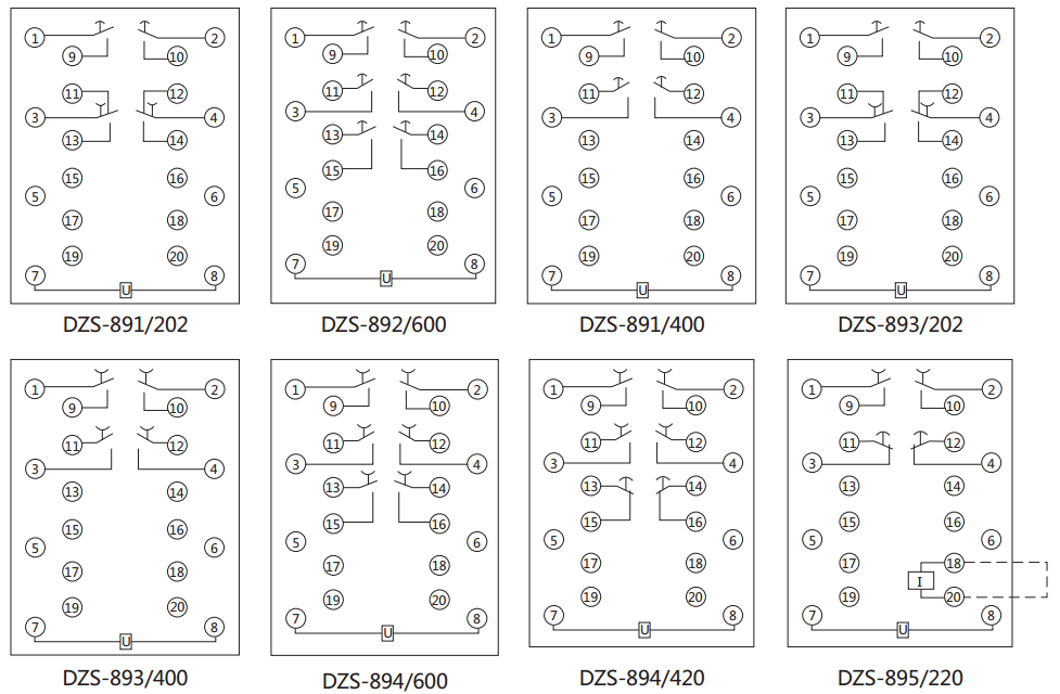 DZS-894延時中間繼電器內部接線圖及外引接線圖(背視) DZS-894延時中間繼電器內部接線圖及外引接線圖(背視)