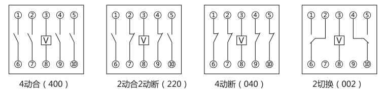 DZ-53中間繼電器內部接線圖及外引接線圖